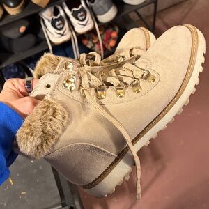 a.n.a Beige Fur-Lined Winter Boots